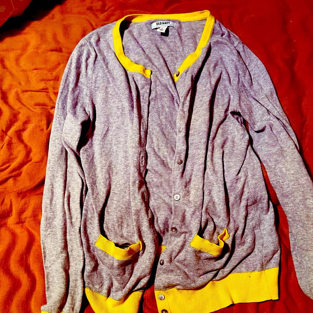 Old Navy Gray and Yellow Cardigan for Women